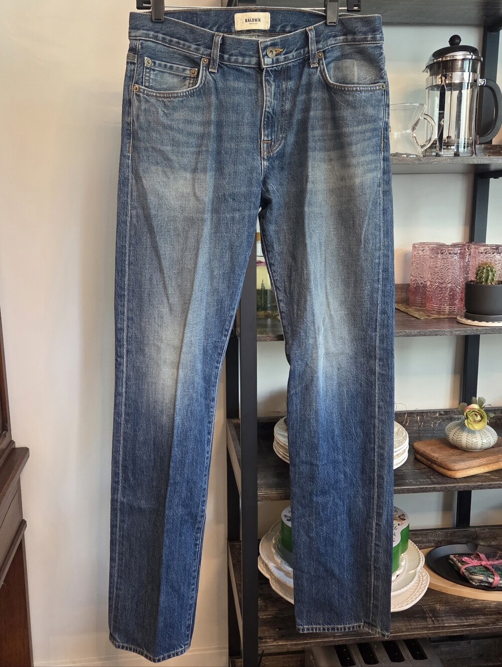 Cool Baldwin Kansas City Slim Straight 31 Henley Blue Jeans Men's